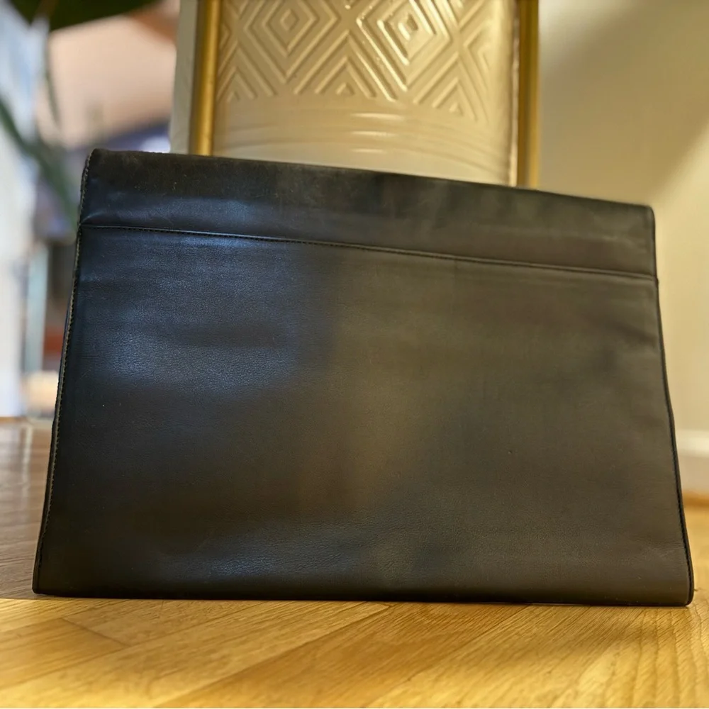 XL Vintage Coach Zip Portfolio Leather Document Laptop Bag , black
